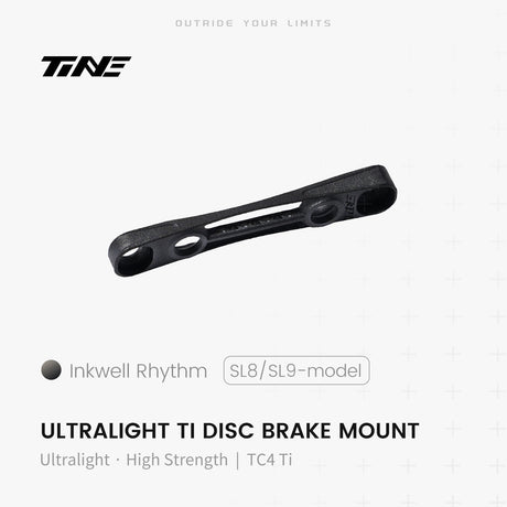 TiNE Adaptador de Freno de Disco Flat Mount de Titanio para Specialized SL8 / SL9 en acabado Inkwell Rhythm (negro)
