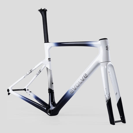 Rennrad Evolve Artista Cima 105 Di2 Navy White, Rahmen, Dreiviertelansicht