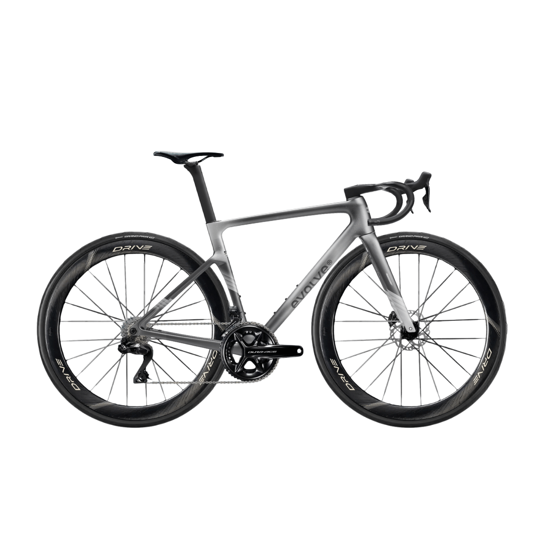 Evolve Artista Cima Dura-Ace Di2 Mist bike, side view with large logo