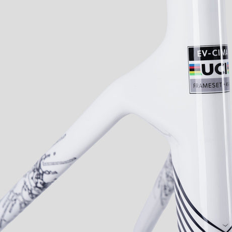 Rennrad Evolve Artista Cima Red AXS Navy White, Rahmen, Lackdetail