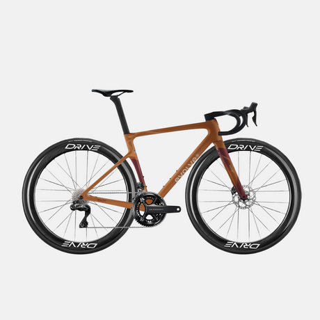 Rennrad Evolve Artista Cima Ultegra Di2 Wilderness, Seitenansicht mit großem Logo