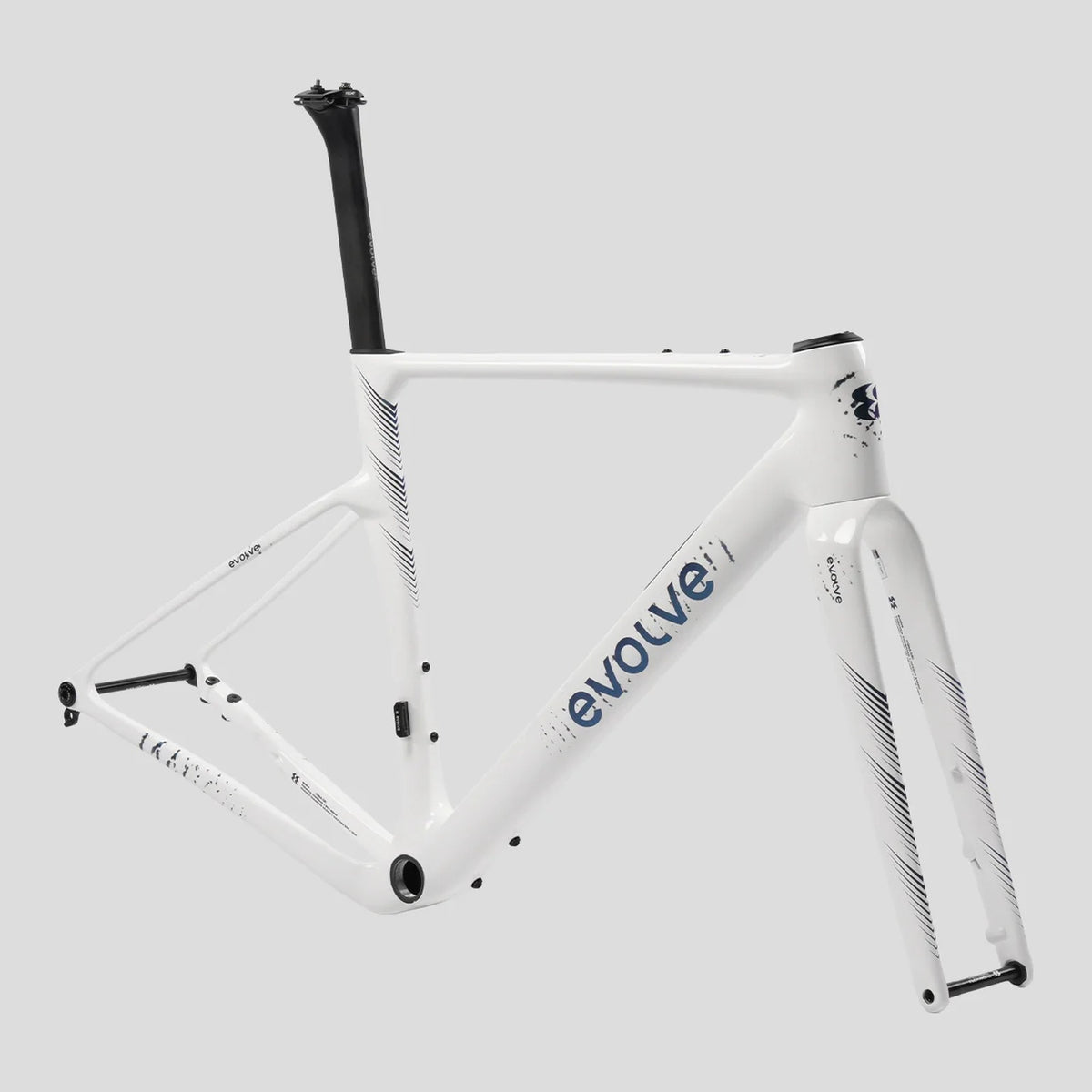 Evolve Cima GR White gravel bike, front three-quarter view