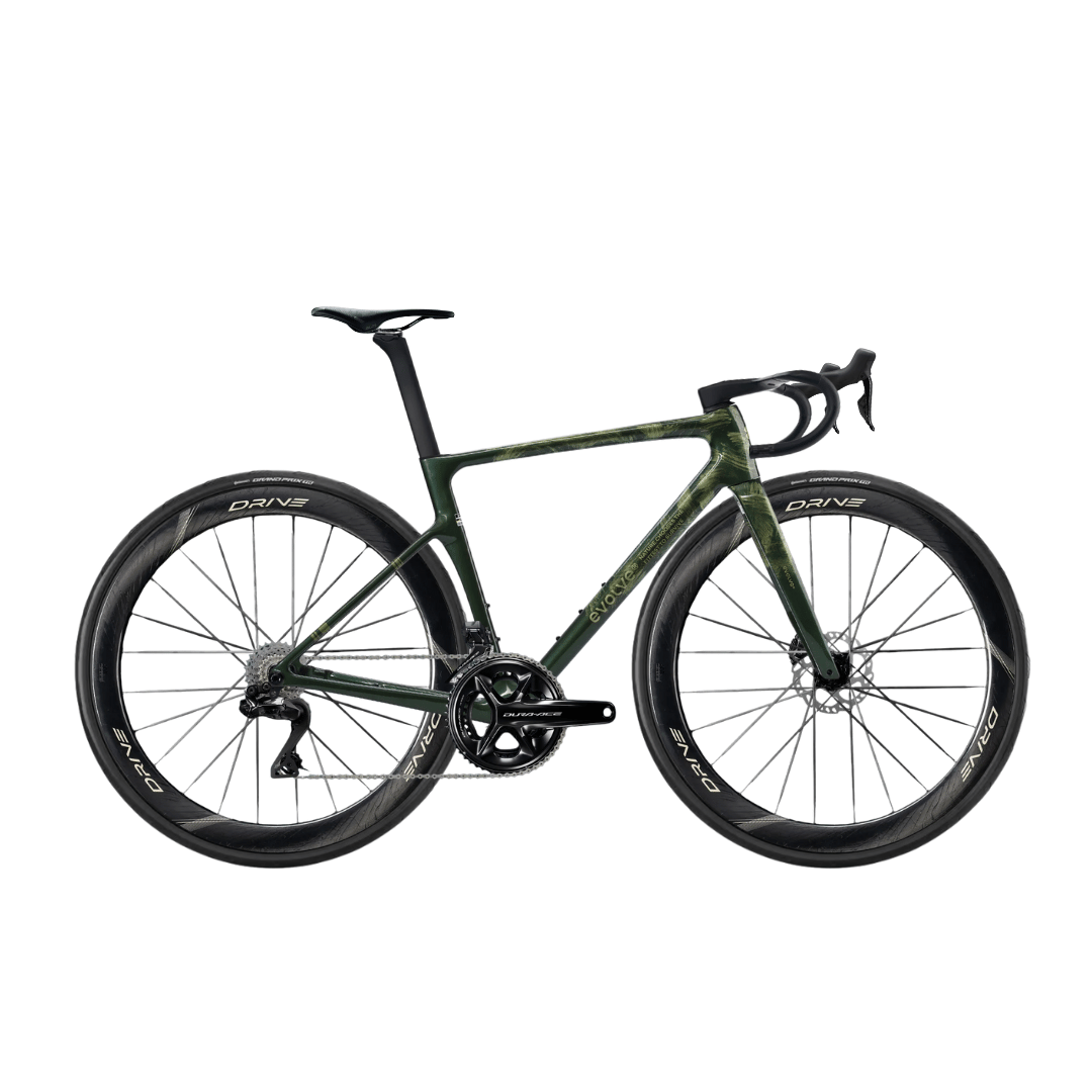 Bicicleta completa carbono evolve dura ace verde