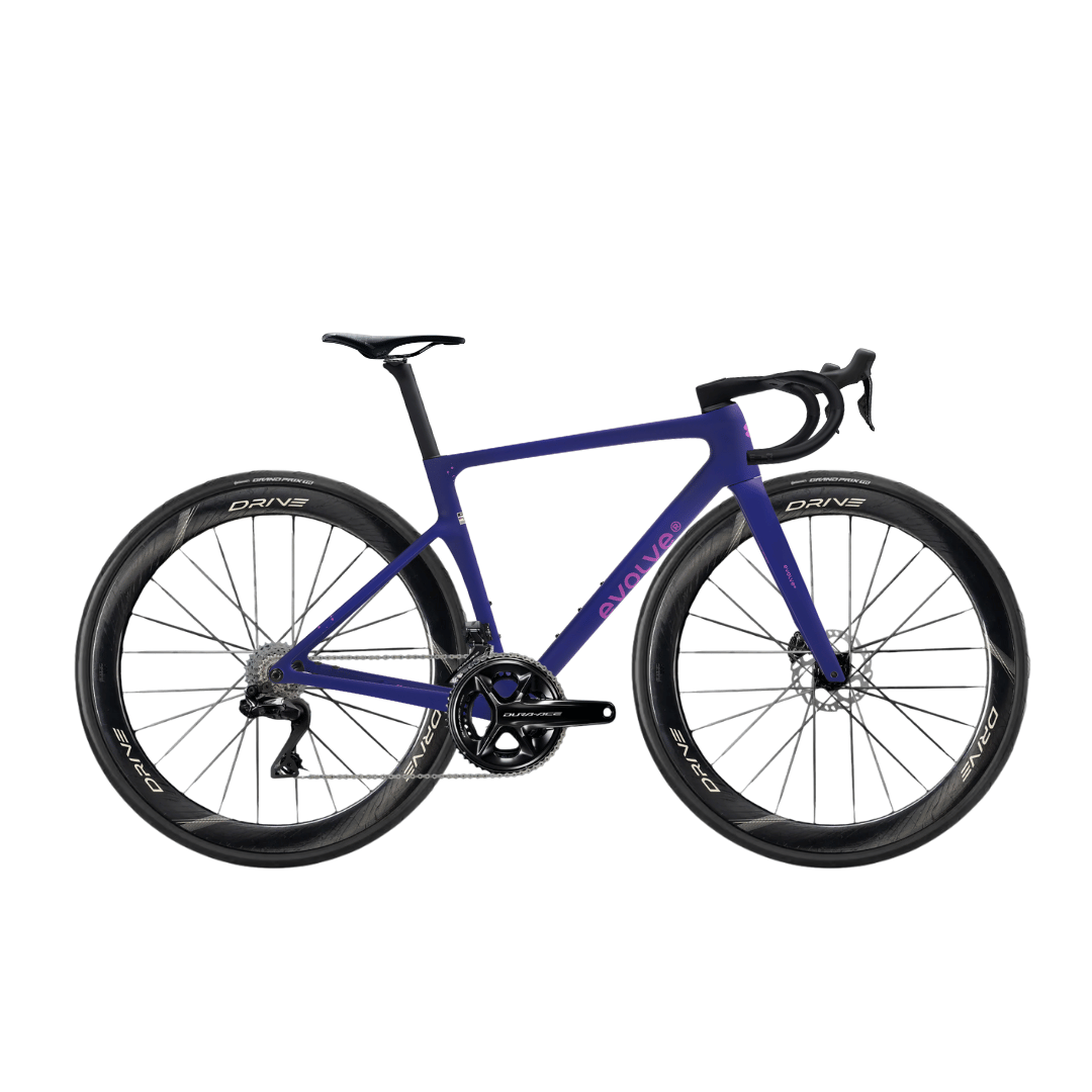 Bicicleta completa carbono evolve dura ace morada