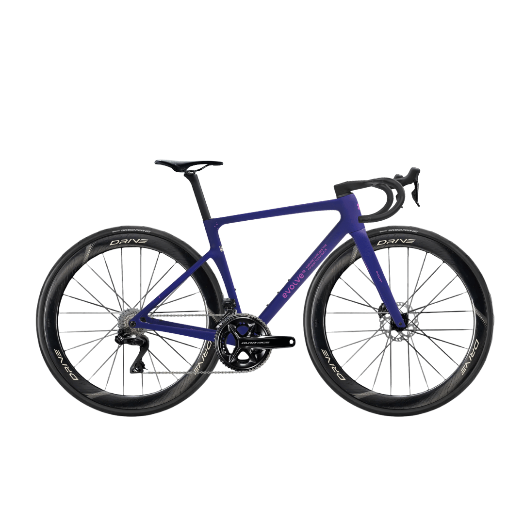 Bicicleta completa carbono evolve dura ace morada