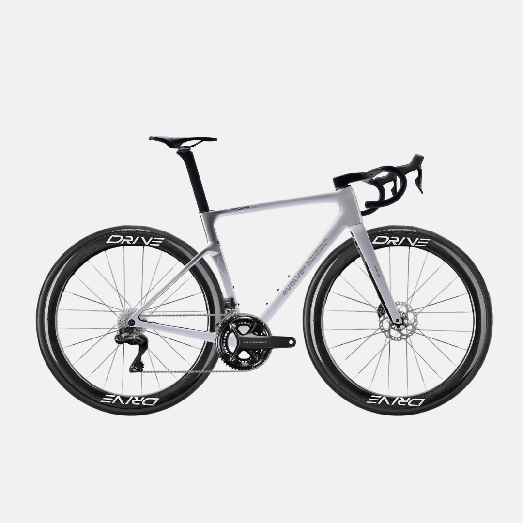 Bicicleta completa carbono evolve ultegra plateada