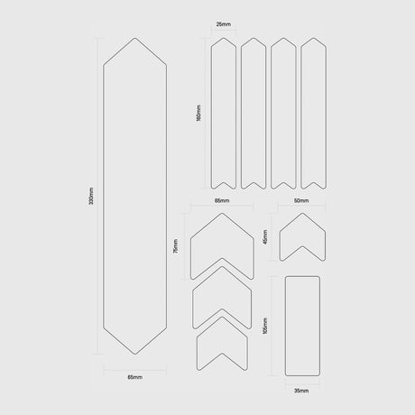 Cuidado de la Bicicleta Kit Protector de Cuadro Transparente 10 Piezas, detalle