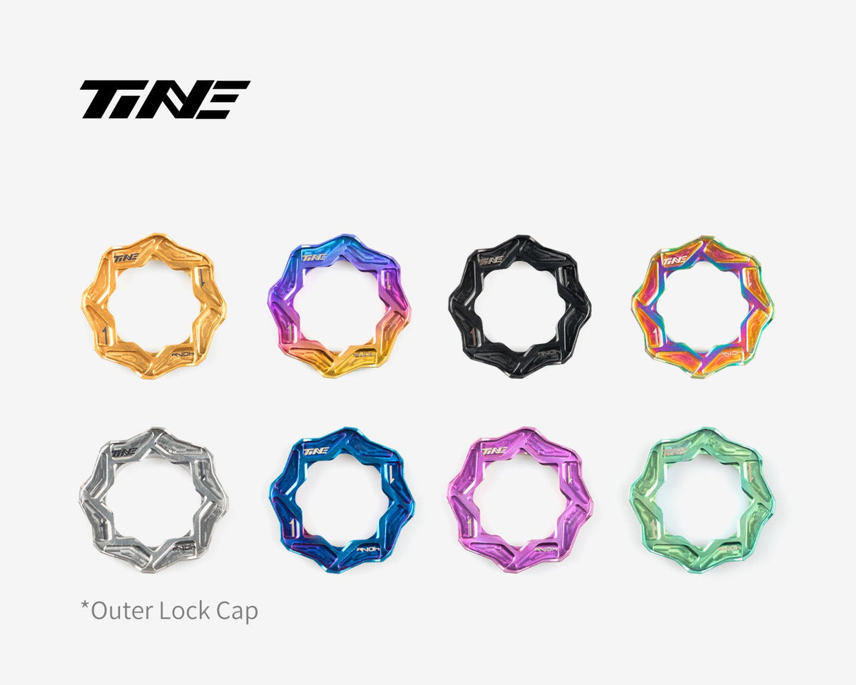 Otto coperture center lock TiNE in titanio, una per finitura anodizzata