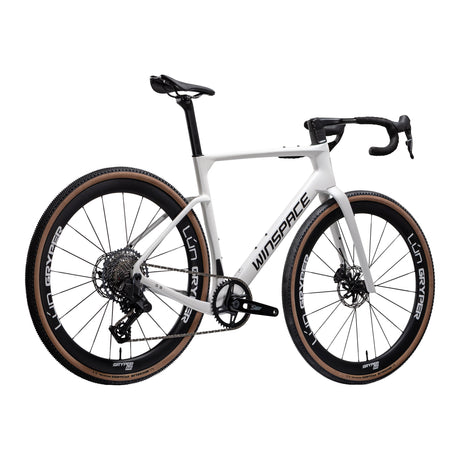 Vélo Winspace G3 GRX 717 Pearl White, vue de trois quarts arrière