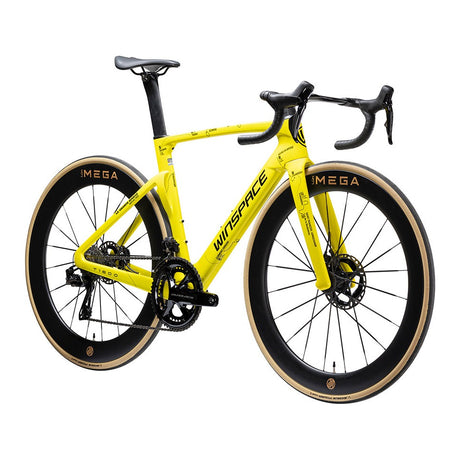 Vélo Winspace T1600 Dura-Ace Di2 Yellow, vue de trois quarts