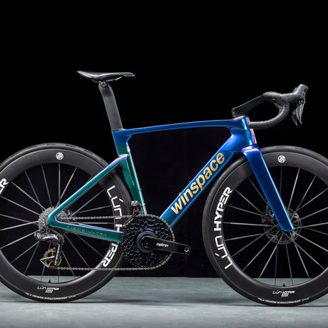 Winspace T1600 Ultra Dura-Ace Di2 Nebula Green bike, three-quarter view