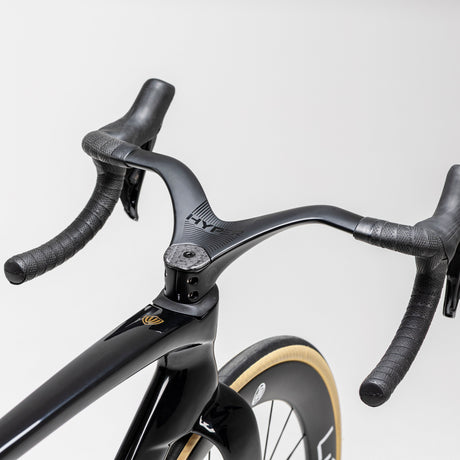 Winspace T1600 Ultra Ultegra Di2 Obsidian Gold bike, head tube detail